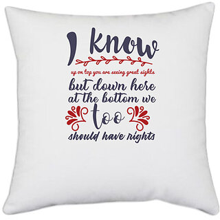                       UDNAG White Polyester 'I know up on the top you are seeing great sights | Dr. Seuss' Pillow Cover [16 Inch X 16 Inch]                                              