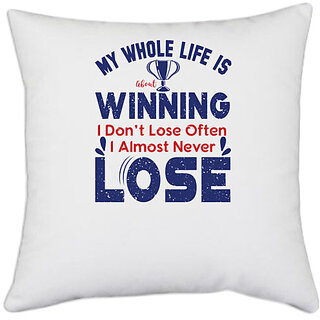                       UDNAG White Polyester 'Winning lose | Donalt Trump' Pillow Cover [16 Inch X 16 Inch]                                              