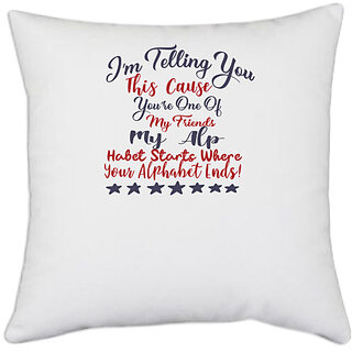                       UDNAG White Polyester 'Habet starts where your alphabets end | Dr. Seuss' Pillow Cover [16 Inch X 16 Inch]                                              