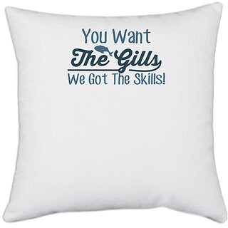                       UDNAG White Polyester 'Fishing | You want the' Pillow Cover [16 Inch X 16 Inch]                                              
