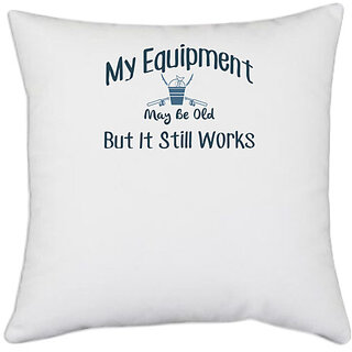                       UDNAG White Polyester 'Fishing | My equipment' Pillow Cover [16 Inch X 16 Inch]                                              