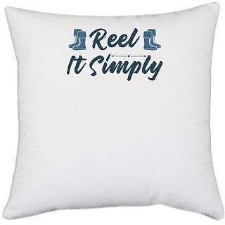                       UDNAG White Polyester 'Fishing | Reel it simply' Pillow Cover [16 Inch X 16 Inch]                                              