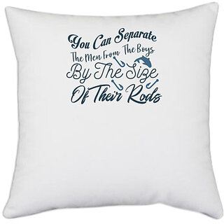                       UDNAG White Polyester 'Fishing | You can separate' Pillow Cover [16 Inch X 16 Inch]                                              