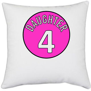                       UDNAG White Polyester 'Daughter | Daughter 4' Pillow Cover [16 Inch X 16 Inch]                                              
