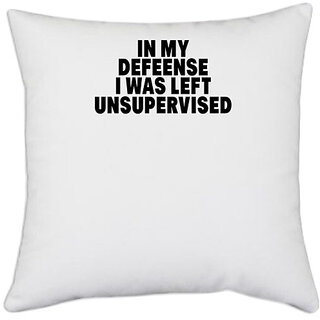                       UDNAG White Polyester 'Golf | in my defense i was left' Pillow Cover [16 Inch X 16 Inch]                                              