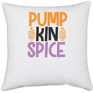                       UDNAG White Polyester 'Halloween | pumpkin' Pillow Cover [16 Inch X 16 Inch]                                              