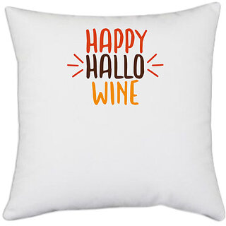                       UDNAG White Polyester 'Halloween | happy hallo ween' Pillow Cover [16 Inch X 16 Inch]                                              
