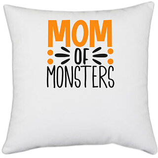                       UDNAG White Polyester 'Halloween | mom' Pillow Cover [16 Inch X 16 Inch]                                              
