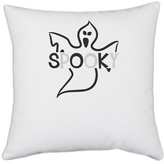                       UDNAG White Polyester 'Halloween | Spooky copy' Pillow Cover [16 Inch X 16 Inch]                                              