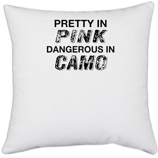                      UDNAG White Polyester 'Pink | pretty in pink' Pillow Cover [16 Inch X 16 Inch]                                              