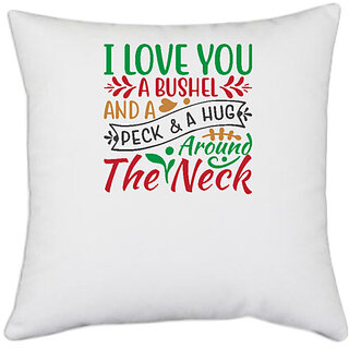                       UDNAG White Polyester 'Christmas | i love you a bushel and a peck & a hug' Pillow Cover [16 Inch X 16 Inch]                                              