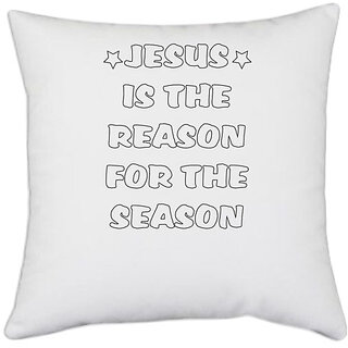                       UDNAG White Polyester 'is the reason' Pillow Cover [16 Inch X 16 Inch]                                              