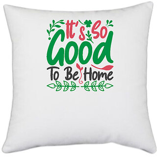                       UDNAG White Polyester 'Christmas | it's so to be home' Pillow Cover [16 Inch X 16 Inch]                                              