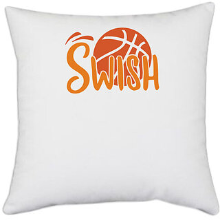                       UDNAG White Polyester 'Football | swish' Pillow Cover [16 Inch X 16 Inch]                                              