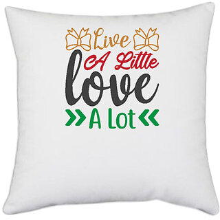                       UDNAG White Polyester 'Christmas | live a little love a lot' Pillow Cover [16 Inch X 16 Inch]                                              