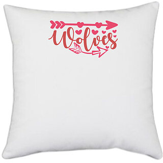                       UDNAG White Polyester 'Christmas | wolves' Pillow Cover [16 Inch X 16 Inch]                                              