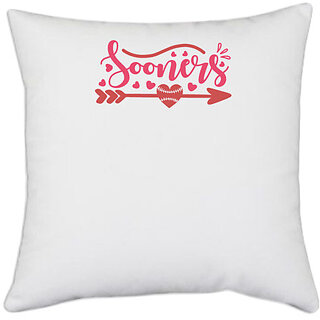                       UDNAG White Polyester 'Christmas | sooners' Pillow Cover [16 Inch X 16 Inch]                                              