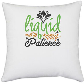                      UDNAG White Polyester 'Christmas | liquid patience' Pillow Cover [16 Inch X 16 Inch]                                              