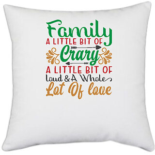                       UDNAG White Polyester 'Christmas | family little bit of carry' Pillow Cover [16 Inch X 16 Inch]                                              