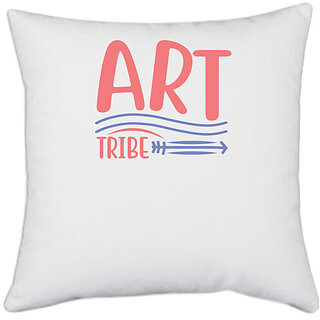                       UDNAG White Polyester 'Student teacher | ART TRIBE' Pillow Cover [16 Inch X 16 Inch]                                              