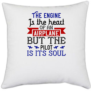                       UDNAG White Polyester 'Airforce | the engine is the heart airplane' Pillow Cover [16 Inch X 16 Inch]                                              