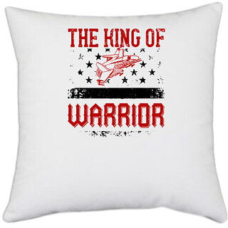                       UDNAG White Polyester 'Airforce | The king of warrior' Pillow Cover [16 Inch X 16 Inch]                                              