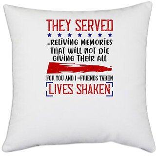                       UDNAG White Polyester 'Airforce | they served.... reliving memories' Pillow Cover [16 Inch X 16 Inch]                                              