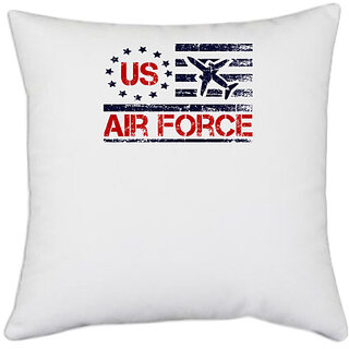                       UDNAG White Polyester 'Airforce | us air force' Pillow Cover [16 Inch X 16 Inch]                                              