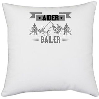                       UDNAG White Polyester 'Climbing | Aider Bailer' Pillow Cover [16 Inch X 16 Inch]                                              