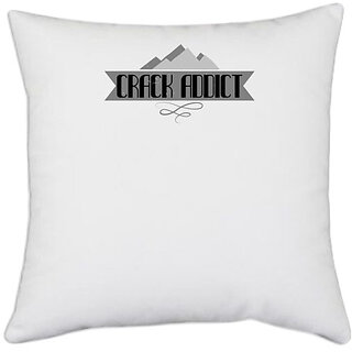                       UDNAG White Polyester 'Climbing | Crack Addict' Pillow Cover [16 Inch X 16 Inch]                                              
