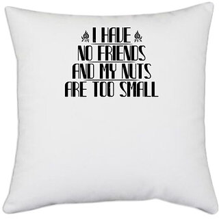                       UDNAG White Polyester 'Climbing | I have no friends and my nuts are too small' Pillow Cover [16 Inch X 16 Inch]                                              