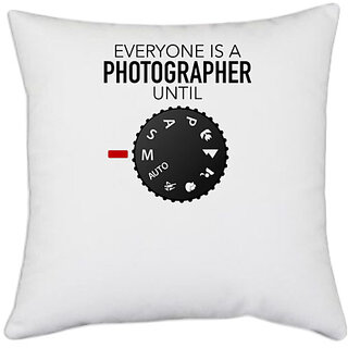                       UDNAG White Polyester 'Boating | The hunger game will start' Pillow Cover [16 Inch X 16 Inch]                                              