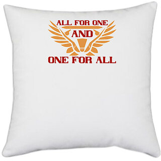                       UDNAG White Polyester 'Badminton | All for one and one for all' Pillow Cover [16 Inch X 16 Inch]                                              