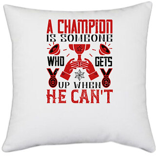                       UDNAG White Polyester 'Team Coach | A champion is someone who gets up when he can't' Pillow Cover [16 Inch X 16 Inch]                                              