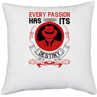                       UDNAG White Polyester 'Team Coach | Every passion has its destiny' Pillow Cover [16 Inch X 16 Inch]                                              