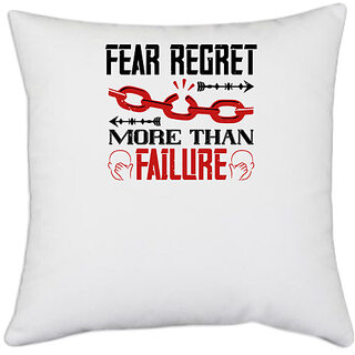                       UDNAG White Polyester 'Team Coach | Fear regret more than failure' Pillow Cover [16 Inch X 16 Inch]                                              