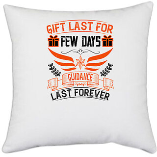                       UDNAG White Polyester 'Team Coach | Gift last for few days, guidance last forever' Pillow Cover [16 Inch X 16 Inch]                                              