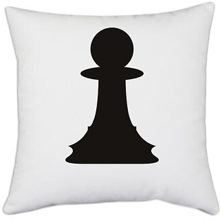                       UDNAG White Polyester 'Chess | Chess' Pillow Cover [16 Inch X 16 Inch]                                              