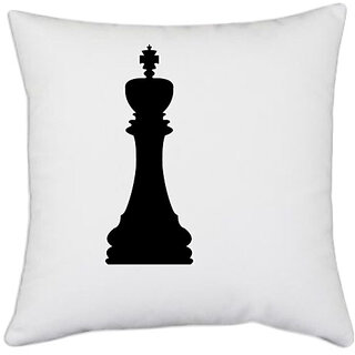                       UDNAG White Polyester 'Chess | pieces' Pillow Cover [16 Inch X 16 Inch]                                              