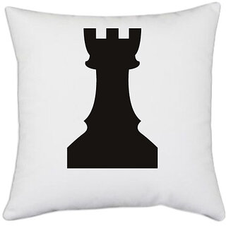                       UDNAG White Polyester 'Chess | Chess pieces 5' Pillow Cover [16 Inch X 16 Inch]                                              
