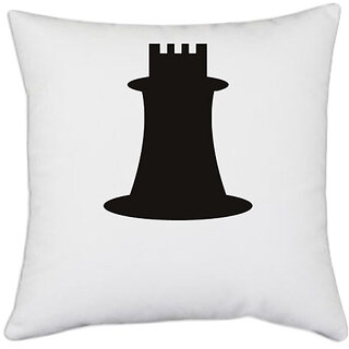                       UDNAG White Polyester 'Chess | Chess pieces 6' Pillow Cover [16 Inch X 16 Inch]                                              