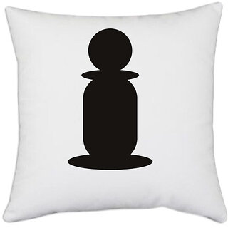                       UDNAG White Polyester 'Chess | Chess pieces 7' Pillow Cover [16 Inch X 16 Inch]                                              