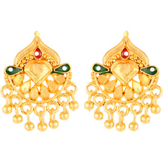                       Vighnaharta Allure Beautiful Meenakari Earrings Elite Fancy Gold Plated Screw back for Women and Girls [VFJ1828ERG]                                              