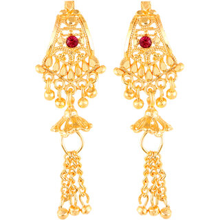                       Vighnaharta Drop layer alloy CZ Earring Antique Gold Plated Push back dangler studs for Women and Girls  [VFJ1841ERG]                                              