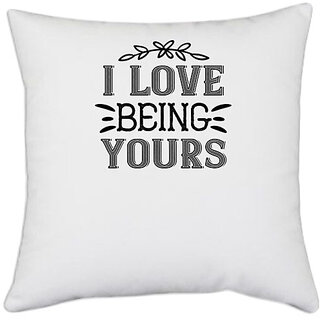                       UDNAG White Polyester 'Couple | I love being yours' Pillow Cover [16 Inch X 16 Inch]                                              