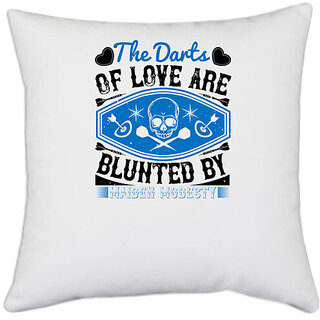                       UDNAG White Polyester 'Dart | The darts love are blunted by maiden modesty' Pillow Cover [16 Inch X 16 Inch]                                              