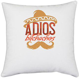                       UDNAG White Polyester 'Girls trip | adios bitchachos' Pillow Cover [16 Inch X 16 Inch]                                              