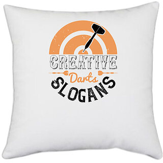                       UDNAG White Polyester 'Dart | Creative Darts' Pillow Cover [16 Inch X 16 Inch]                                              