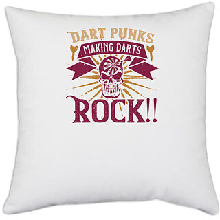                       UDNAG White Polyester 'Dart | Dart punks making darts rock!!' Pillow Cover [16 Inch X 16 Inch]                                              