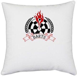                       UDNAG White Polyester 'Dart | Darts' Pillow Cover [16 Inch X 16 Inch]                                              